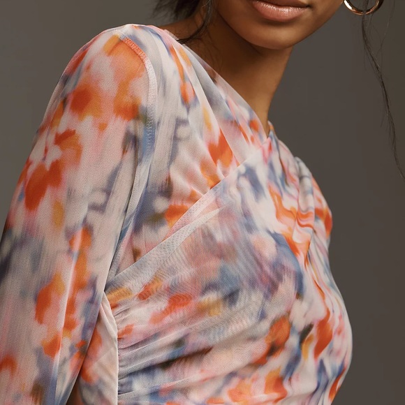 Anthropologie Long-Sleeve Crossover Mesh Top - Picture 8 of 11